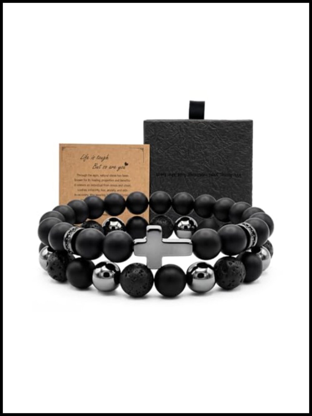 Black Obsidian Beaded Stretch Bracelet Mens Adjustable Healing Stone Jewelry